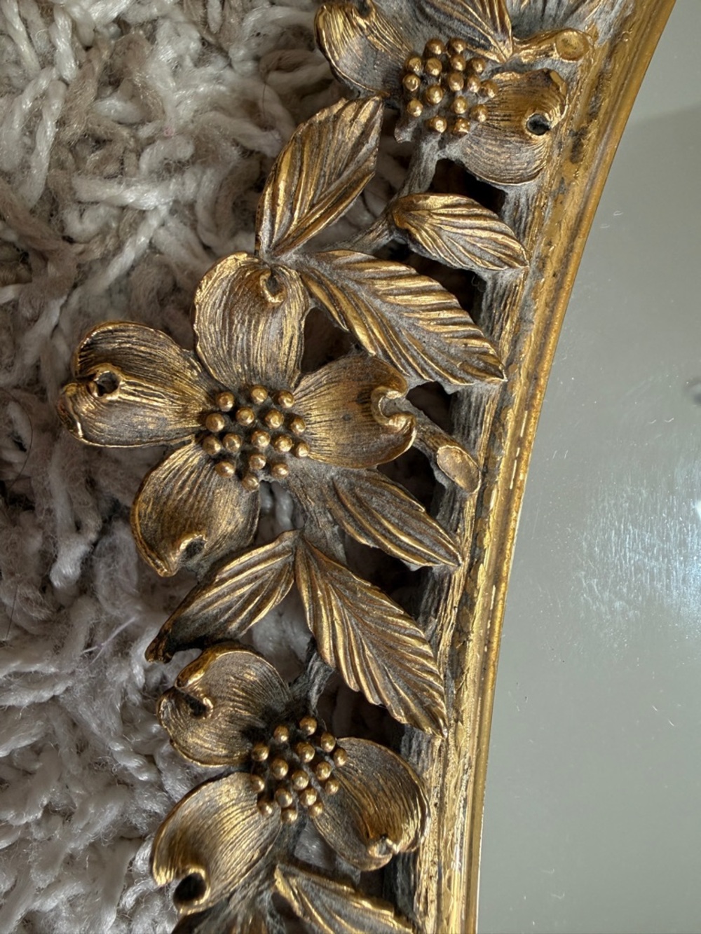 Matson vintage 24k gold vanity tray mirror bird and floral design. Velvet back. - Picture 13 of 16